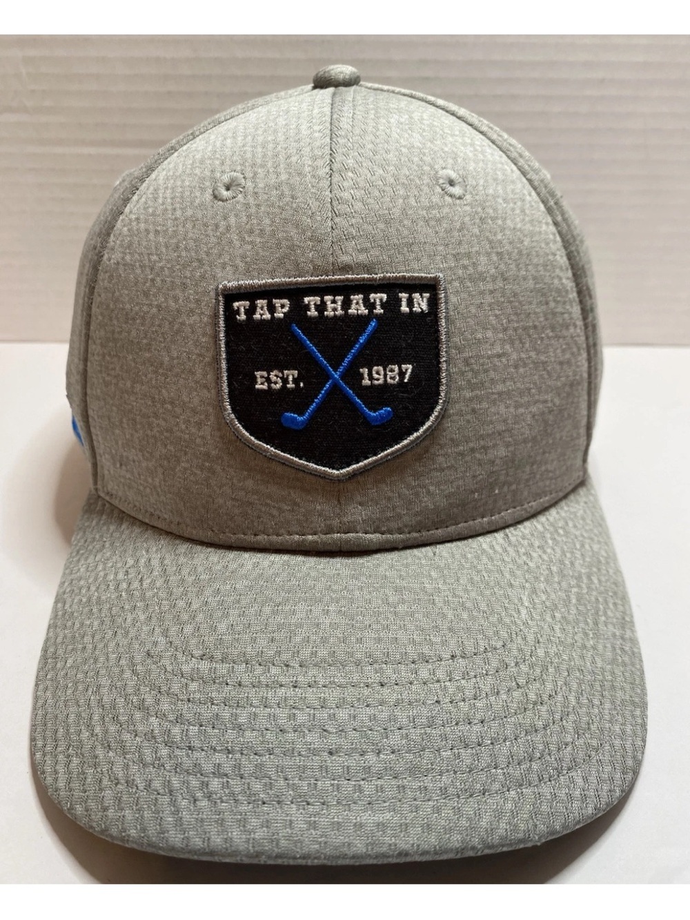 Gray Golf Cap with Blue Accent